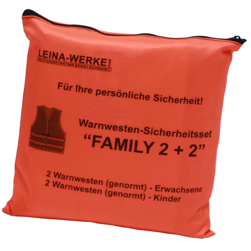 LEINA-WERKE safety vest set Family 2+2, orange, 2 adults + 2 children